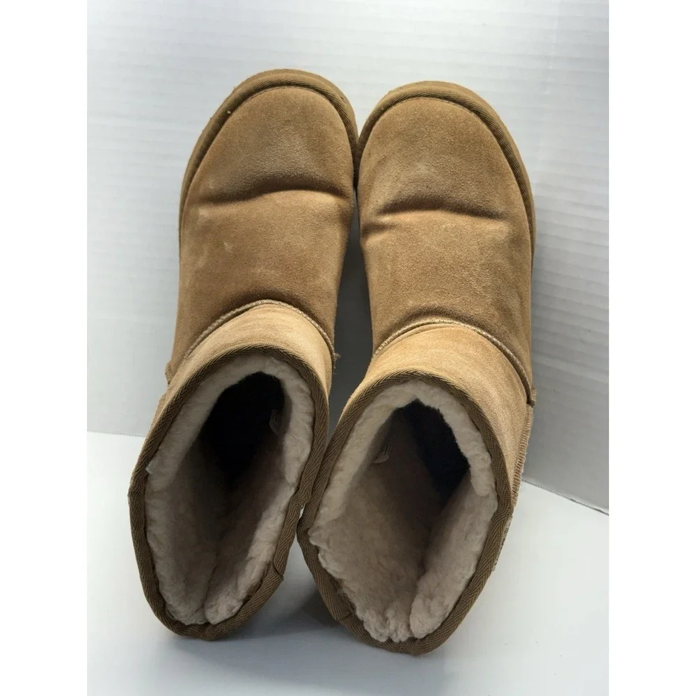 Bearpaw Pawz Julia Boots Womens 8 Chestnut Suede Faux Fur Lined Classic‎